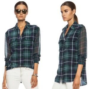 Equipment silk checkered button down size large, like new